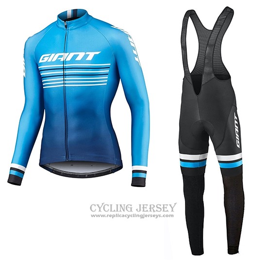 2019 Cycling Jersey Giant Race Day Blue Long Sleeve And Bib Tight